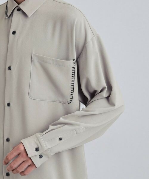 tk.TAKEO KIKUCHI / ティーケー タケオキクチ シャツ・ブラウス | なめらかスエードタッチステッチシャツ | 詳細18