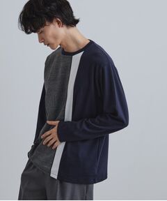 tk.TAKEO KIKUCHI / ティーケー タケオキクチ カットソー | 切替グレンチェックカットソー