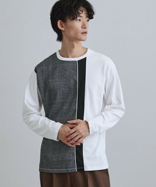 tk.TAKEO KIKUCHI / ティーケー タケオキクチ カットソー | 切替グレンチェックカットソー | 詳細1