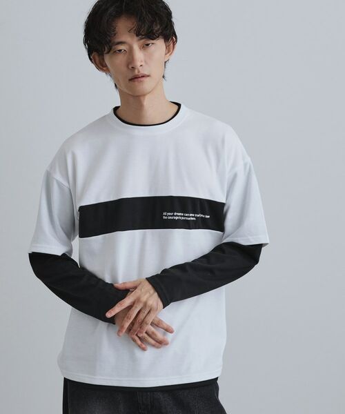 tk.TAKEO KIKUCHI / ティーケー タケオキクチ カットソー | フェイクレイヤードカットソー | 詳細1