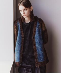 tk.TAKEO KIKUCHI / ティーケー タケオキクチ カーディガン・ボレロ | ボールドストライプシャギーニットVカーディガン