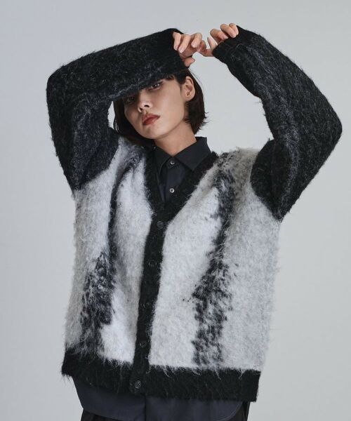 tk.TAKEO KIKUCHI / ティーケー タケオキクチ カーディガン・ボレロ | ボールドストライプシャギーニットVカーディガン | 詳細14