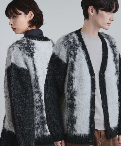 tk.TAKEO KIKUCHI / ティーケー タケオキクチ カーディガン・ボレロ | ボールドストライプシャギーニットVカーディガン | 詳細17