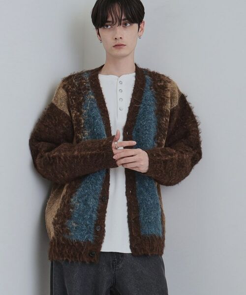 tk.TAKEO KIKUCHI / ティーケー タケオキクチ カーディガン・ボレロ | ボールドストライプシャギーニットVカーディガン | 詳細19