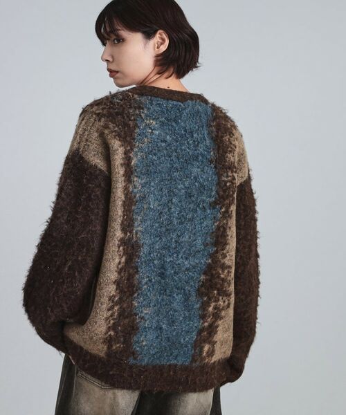 tk.TAKEO KIKUCHI / ティーケー タケオキクチ カーディガン・ボレロ | ボールドストライプシャギーニットVカーディガン | 詳細25