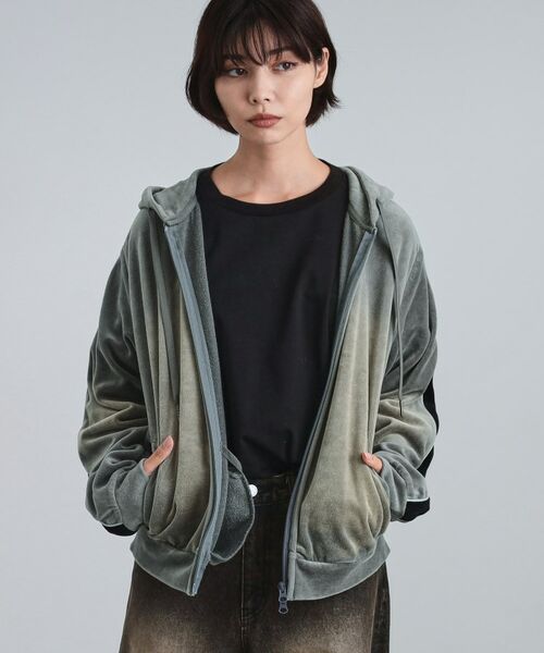 tk.TAKEO KIKUCHI / ティーケー タケオキクチ パーカー | ヴィンテージライクベロアジップパーカー | 詳細6