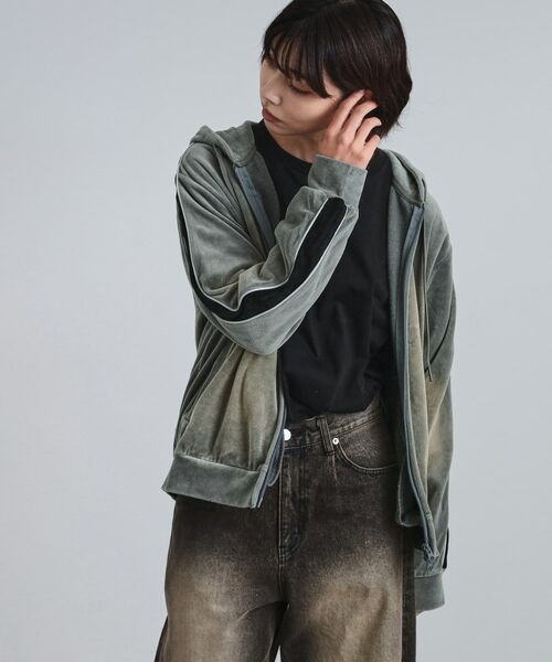 tk.TAKEO KIKUCHI / ティーケー タケオキクチ パーカー | ヴィンテージライクベロアジップパーカー | 詳細7