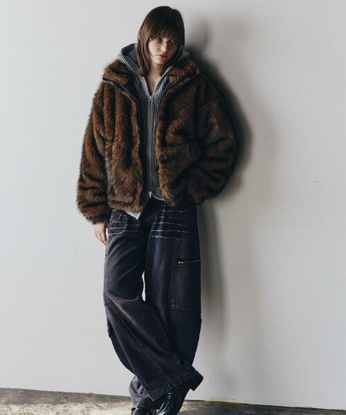 tk.TAKEO KIKUCHI / ティーケー タケオキクチ レザーブルゾン・ジャケット | ミックスフェイクファーブルゾン | 詳細22