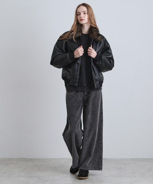 tk.TAKEO KIKUCHI / ティーケー タケオキクチ レザーブルゾン・ジャケット | ヴィンテージライク衿フェイクファーブルゾン | 詳細11