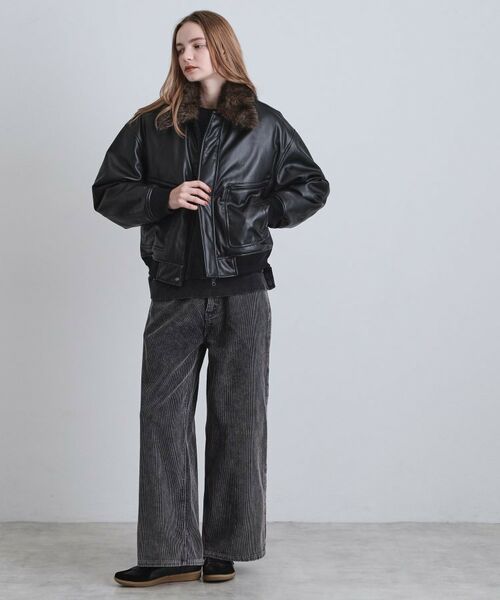 tk.TAKEO KIKUCHI / ティーケー タケオキクチ レザーブルゾン・ジャケット | ヴィンテージライク衿フェイクファーブルゾン | 詳細12