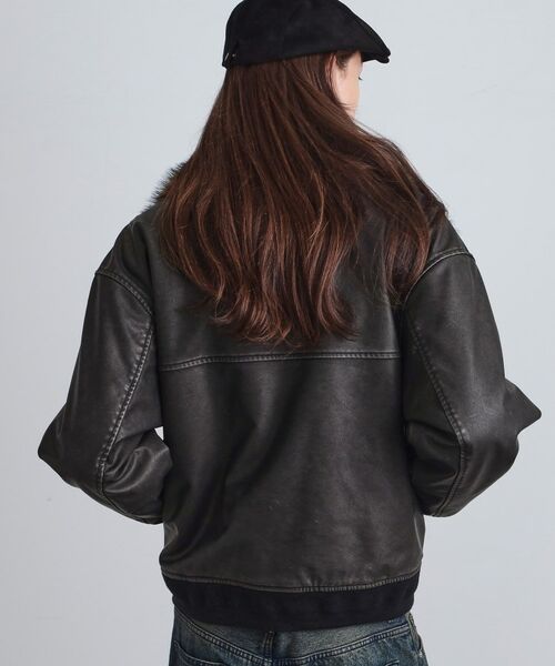 tk.TAKEO KIKUCHI / ティーケー タケオキクチ レザーブルゾン・ジャケット | ヴィンテージライク衿フェイクファーブルゾン | 詳細16