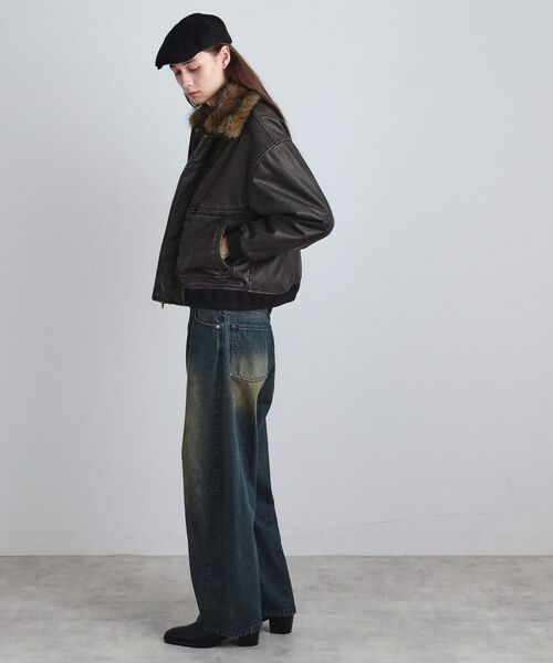 tk.TAKEO KIKUCHI / ティーケー タケオキクチ レザーブルゾン・ジャケット | ヴィンテージライク衿フェイクファーブルゾン | 詳細18