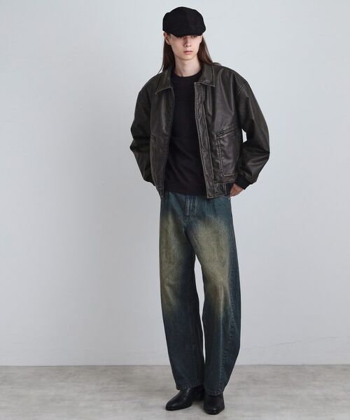 tk.TAKEO KIKUCHI / ティーケー タケオキクチ レザーブルゾン・ジャケット | ヴィンテージライク衿フェイクファーブルゾン | 詳細20