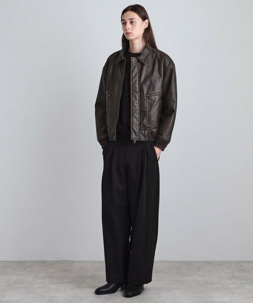 tk.TAKEO KIKUCHI / ティーケー タケオキクチ レザーブルゾン・ジャケット | ヴィンテージライク衿フェイクファーブルゾン | 詳細30