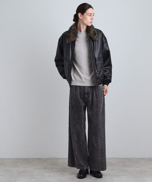 tk.TAKEO KIKUCHI / ティーケー タケオキクチ レザーブルゾン・ジャケット | ヴィンテージライク衿フェイクファーブルゾン | 詳細7