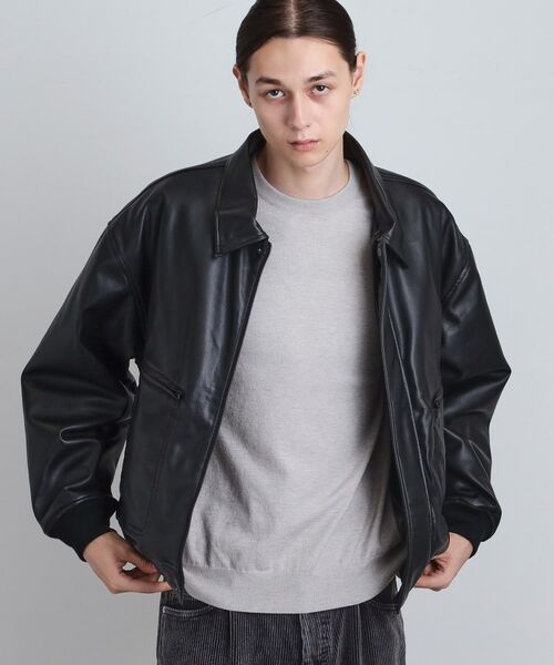 tk.TAKEO KIKUCHI / ティーケー タケオキクチ レザーブルゾン・ジャケット | ヴィンテージライク衿フェイクファーブルゾン | 詳細8