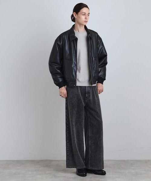 tk.TAKEO KIKUCHI / ティーケー タケオキクチ レザーブルゾン・ジャケット | ヴィンテージライク衿フェイクファーブルゾン | 詳細9