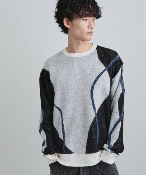 tk.TAKEO KIKUCHI / ティーケー タケオキクチ ニット・セーター | コンプリケートラインアートプルオーバー | 詳細2
