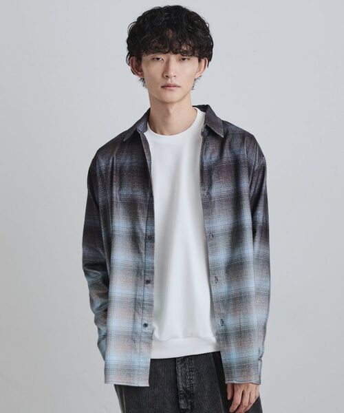tk. TAKEO KIKUCHI/ティーケー タケオキクチ グラデーションプリントネルシャツ ネイビー(294) 02(M) tk. TAKEO KIKUCHI/ティーケー タケオキクチ グラデーションプリントネルシャツ ネイビー(294) 02(M)