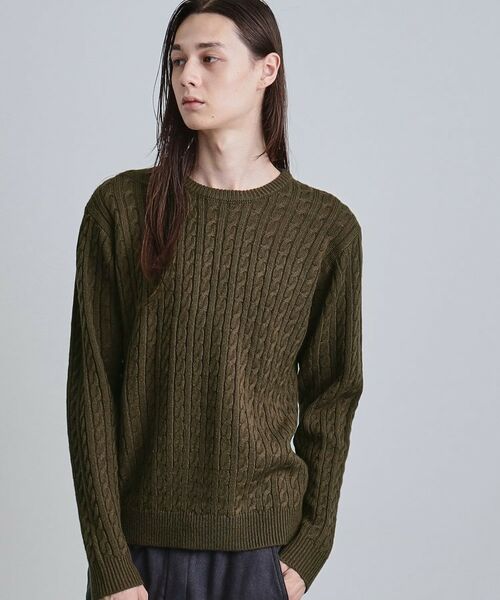 tk.TAKEO KIKUCHI / ティーケー タケオキクチ ニット・セーター | ケーブルクルーネックニット(ブラウン(044))