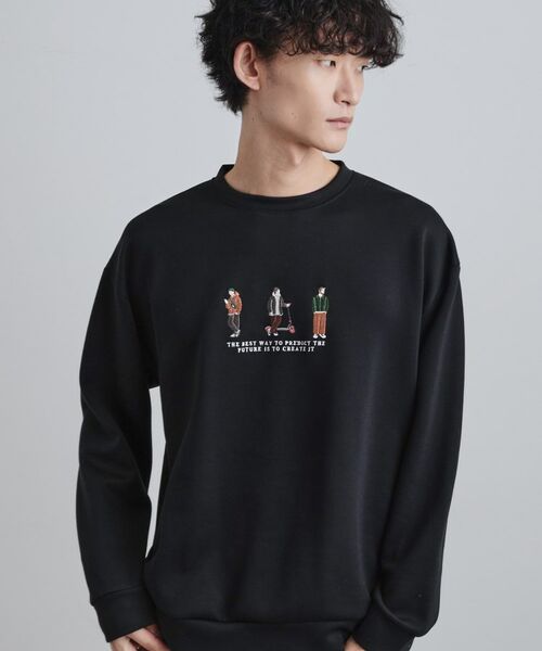 tk. TAKEO KIKUCHI/ティーケー タケオキクチ ピープル刺繍スウェット ブラック(019) 04(LL) tk. TAKEO KIKUCHI/ティーケー タケオキクチ ピープル刺繍スウェット ブラック(019) 04(LL)