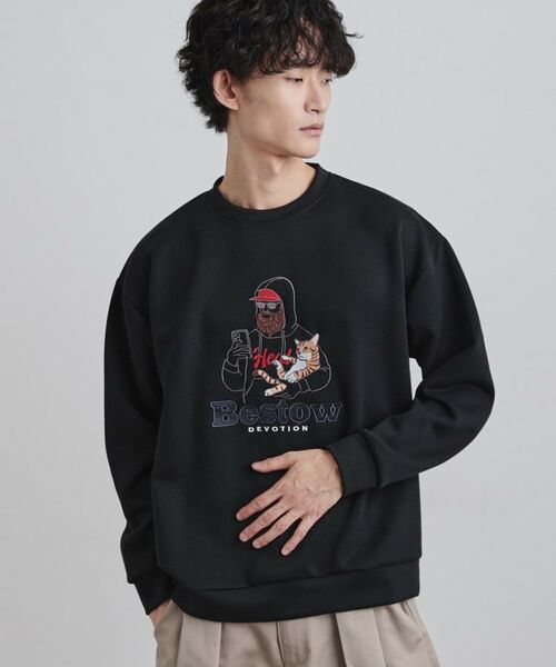 tk. TAKEO KIKUCHI/ティーケー タケオキクチ ヒゲサガラスウェット ブラック(019) 04(LL) tk. TAKEO KIKUCHI/ティーケー タケオキクチ ヒゲサガラスウェット ブラック(019) 04(LL)