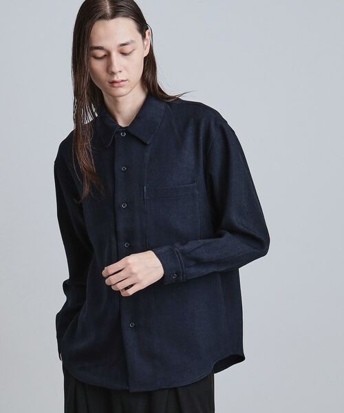 tk.TAKEO KIKUCHI / ティーケー タケオキクチ シャツ・ブラウス | ウール調へリンボンシャツ(ネイビー(094))