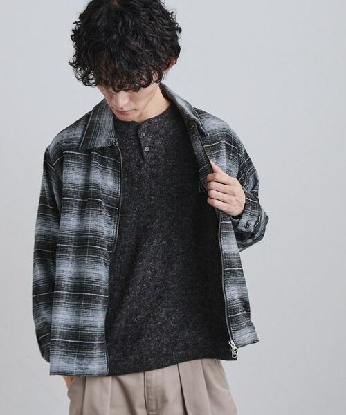 tk.TAKEO KIKUCHI / ティーケー タケオキクチ シャツ・ブラウス | モールチェックZIPシャツ(ブラック(019))