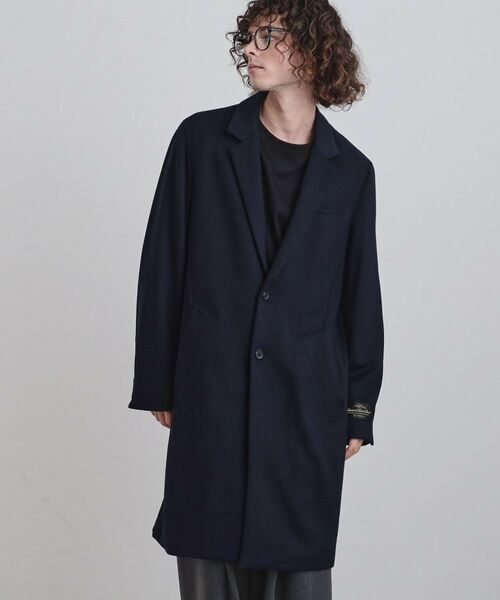 エイス　チェスターコート　ブルー　ネイビー　冬　Ｌ チェスターコート ハーフコート メンズ ストライプ 大きいサイズ