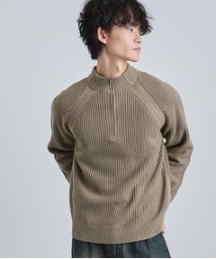 tk.TAKEO KIKUCHI / ティーケー タケオキクチ ニット・セーター | 片畦ハーフジップニット