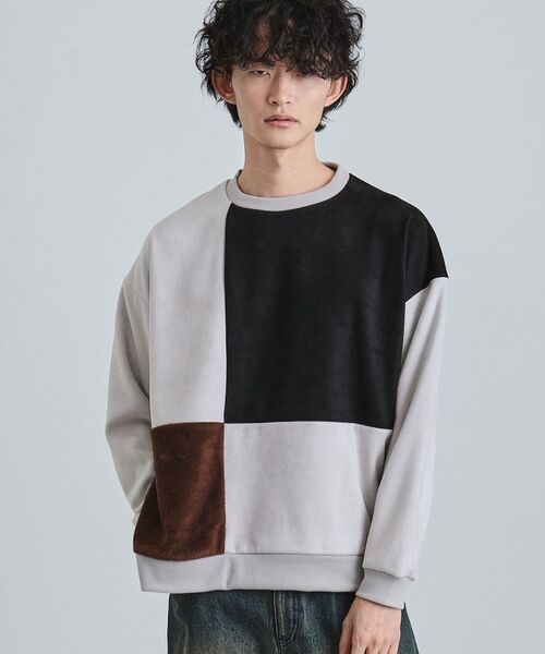 tk.TAKEO KIKUCHI / ティーケー タケオキクチ スウェット | ダブルフェイス切り替えプルオーバー | 詳細1