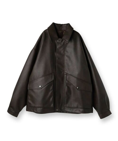 tk.TAKEO KIKUCHI / ティーケー タケオキクチ レザーブルゾン・ジャケット | A－2シンセティックレザーブルゾン | 詳細1