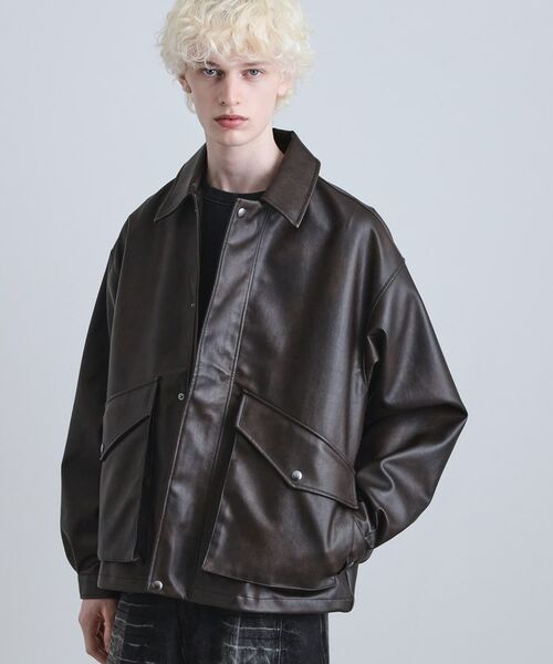 tk.TAKEO KIKUCHI / ティーケー タケオキクチ レザーブルゾン・ジャケット | A－2シンセティックレザーブルゾン | 詳細10