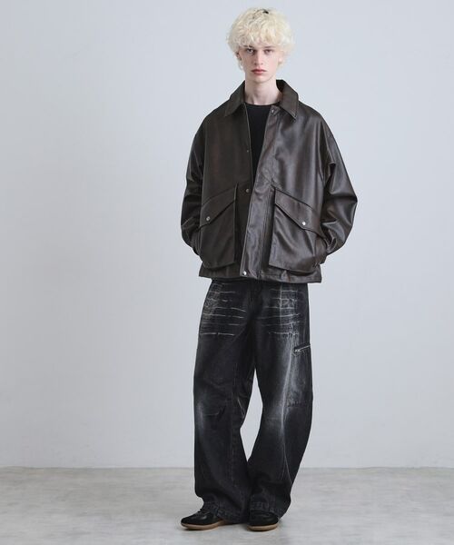 tk.TAKEO KIKUCHI / ティーケー タケオキクチ レザーブルゾン・ジャケット | A－2シンセティックレザーブルゾン | 詳細12