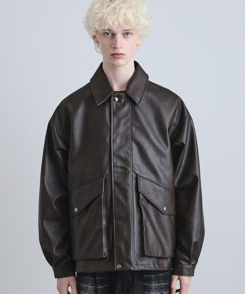 tk.TAKEO KIKUCHI / ティーケー タケオキクチ レザーブルゾン・ジャケット | A－2シンセティックレザーブルゾン | 詳細14