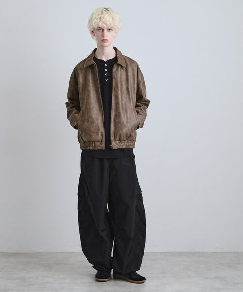tk.TAKEO KIKUCHI / ティーケー タケオキクチ レザーブルゾン・ジャケット | ヴィンテージライクドロップショルダージップブルゾン | 詳細25