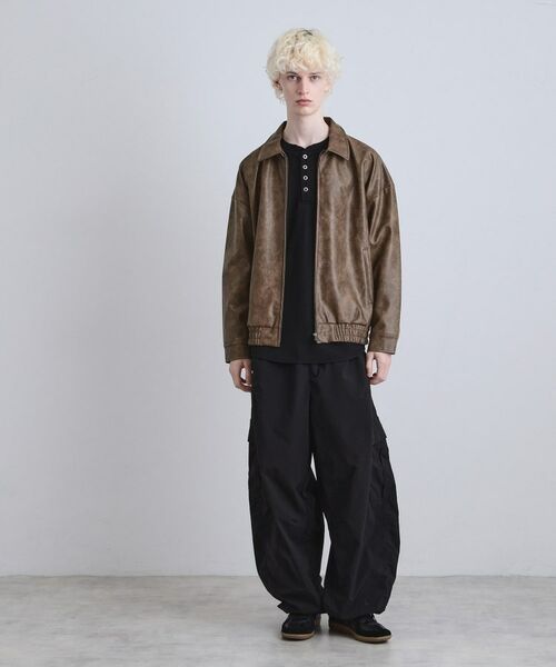 tk.TAKEO KIKUCHI / ティーケー タケオキクチ レザーブルゾン・ジャケット | ヴィンテージライクドロップショルダージップブルゾン | 詳細26
