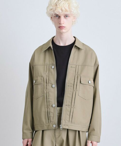 tk.TAKEO KIKUCHI / ティーケー タケオキクチ レザーブルゾン・ジャケット | 【別注】Dickiesワークジャケット（ベージュ(052)）