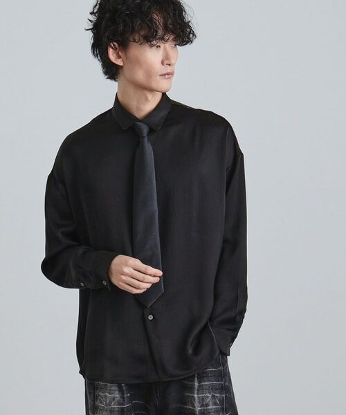tk.TAKEO KIKUCHI / ティーケー タケオキクチ シャツ・ブラウス | 【ネクタイ付】楊柳シャツ（ブラック(019)）
