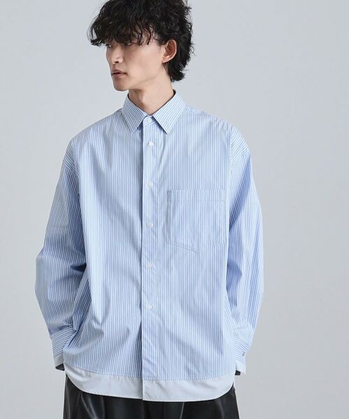 tk.TAKEO KIKUCHI / ティーケー タケオキクチ シャツ・ブラウス | レイヤードストライプシャツ（ブルー(392)）