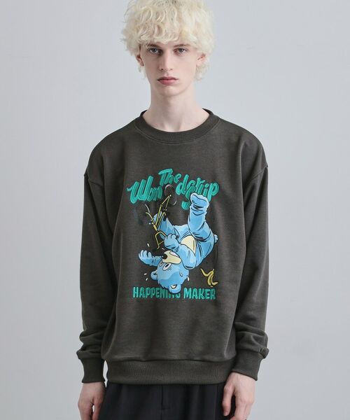 tk.TAKEO KIKUCHI / ティーケー タケオキクチ スウェット | ポップ刺繍スウェット（チャコールグレー(014)）