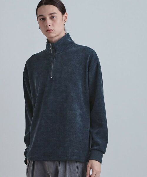 tk.TAKEO KIKUCHI / ティーケー タケオキクチ カットソー | コーデュロイハーフジップ（ネイビー(094)）