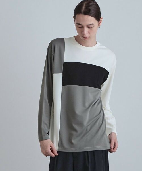 tk.TAKEO KIKUCHI / ティーケー タケオキクチ カットソー | スクエア切り替えカットソー（ホワイト(501)）