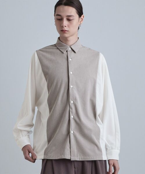 tk.TAKEO KIKUCHI / ティーケー タケオキクチ シャツ・ブラウス | コーデュロイドルマンシャツ（ライトグレー(011)）