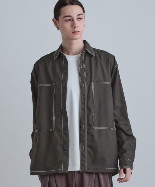 tk.TAKEO KIKUCHI / ティーケー タケオキクチ シャツ・ブラウス | 配色ステッチシャツ(スミクロ(018))