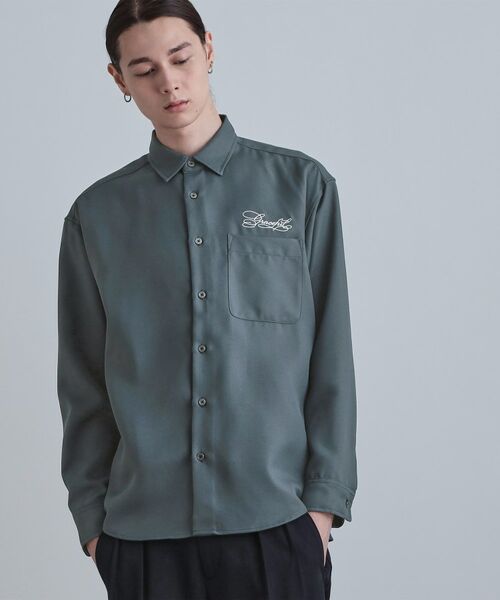 tk.TAKEO KIKUCHI / ティーケー タケオキクチ シャツ・ブラウス | バックデイジー刺繍シャツ（ブルー(093)）