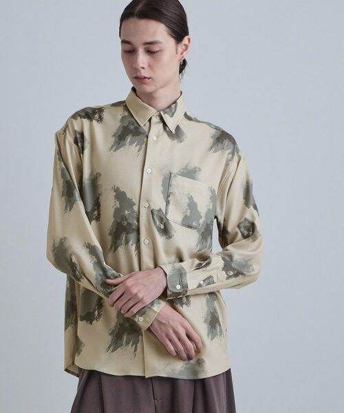 tk.TAKEO KIKUCHI / ティーケー タケオキクチ シャツ・ブラウス | スモークブラープリントシャツ（ベージュ(052)）