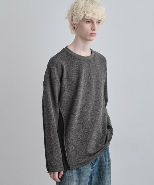 tk.TAKEO KIKUCHI / ティーケー タケオキクチ カットソー | アルチザンカットフクレジャカードカットソー（チャコールグレー(014)）