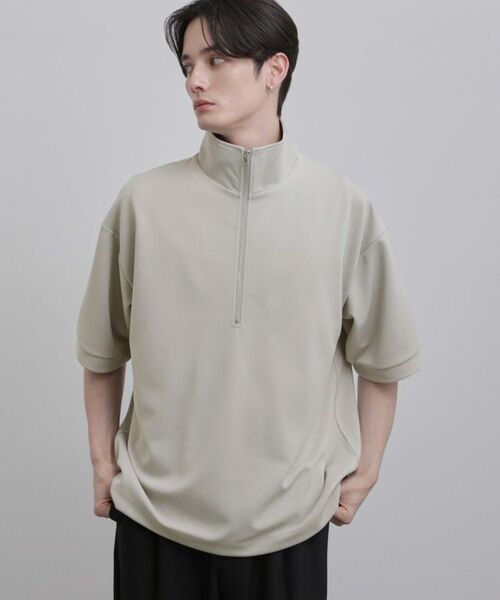 tk.TAKEO KIKUCHI / ティーケー タケオキクチ カットソー | ジョーゼットハーフジップ（ライトグレー(011)）
