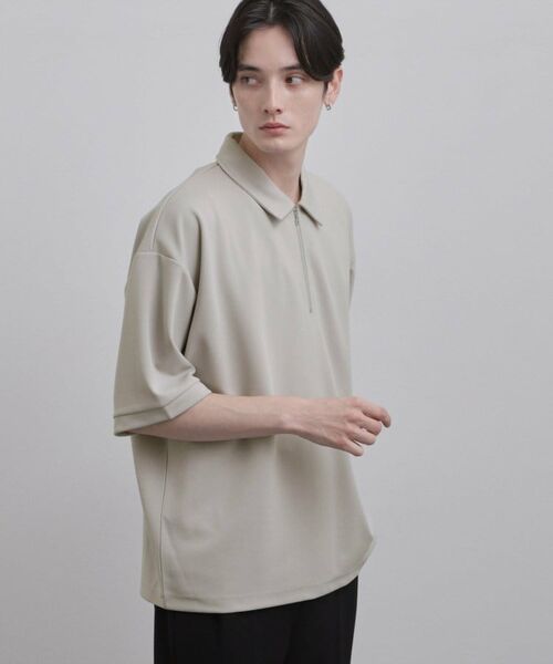 tk.TAKEO KIKUCHI / ティーケー タケオキクチ カットソー | ジョーゼットハーフジップポロカットソー（ライトグレー(011)）
